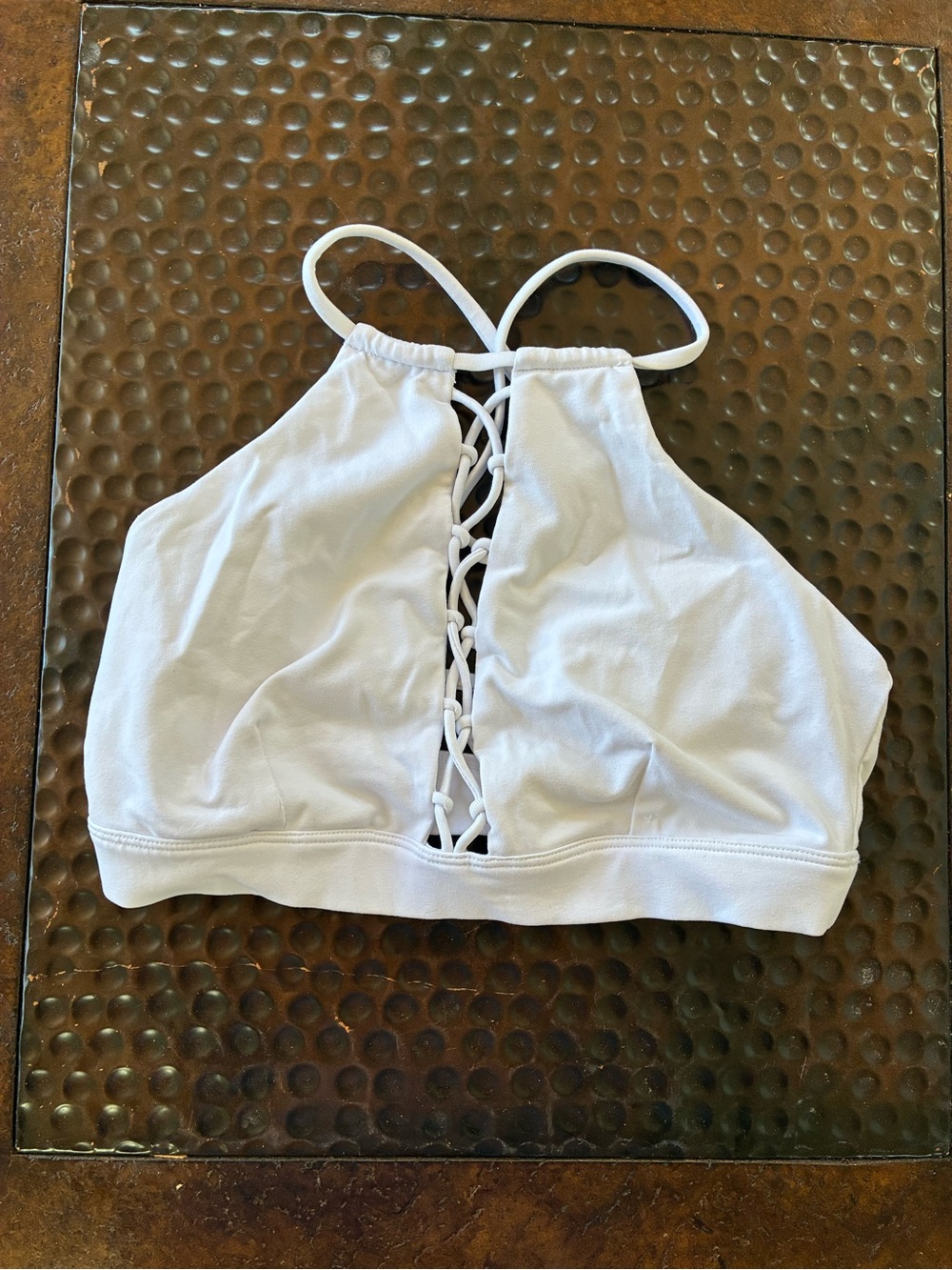 ALO Yoga White Strappy Sports Bralette